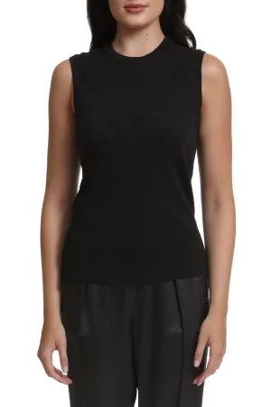 Slub Jersey Sleeveless Schoolboy Tee in Black