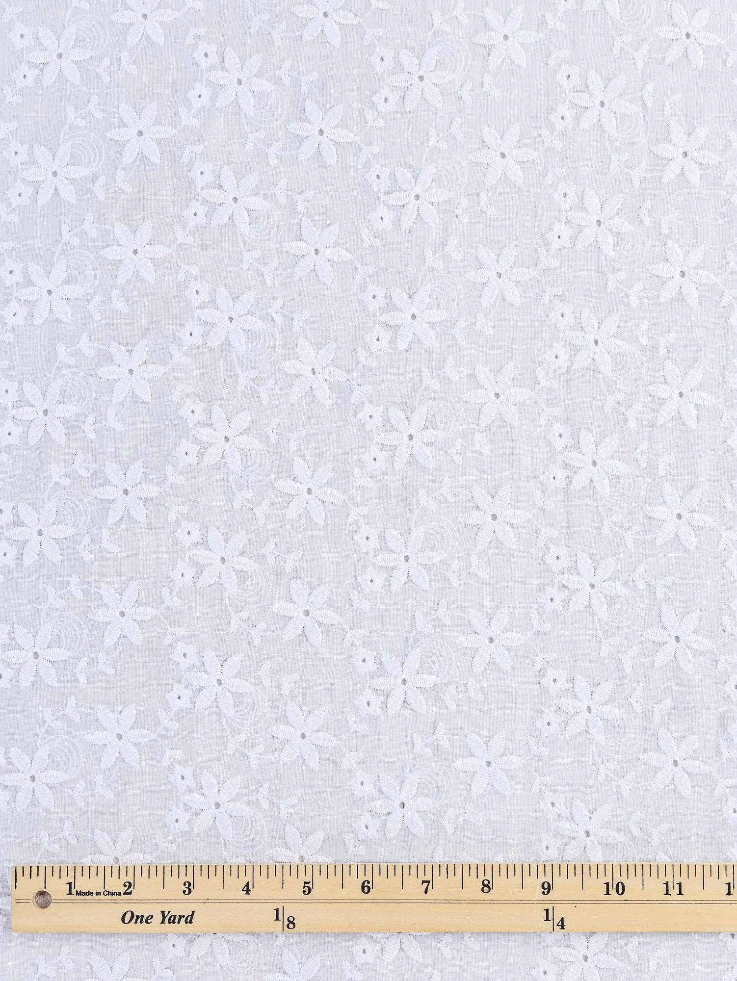 Small Flower Cotton Eyelet Deadstock - White - Swatch
