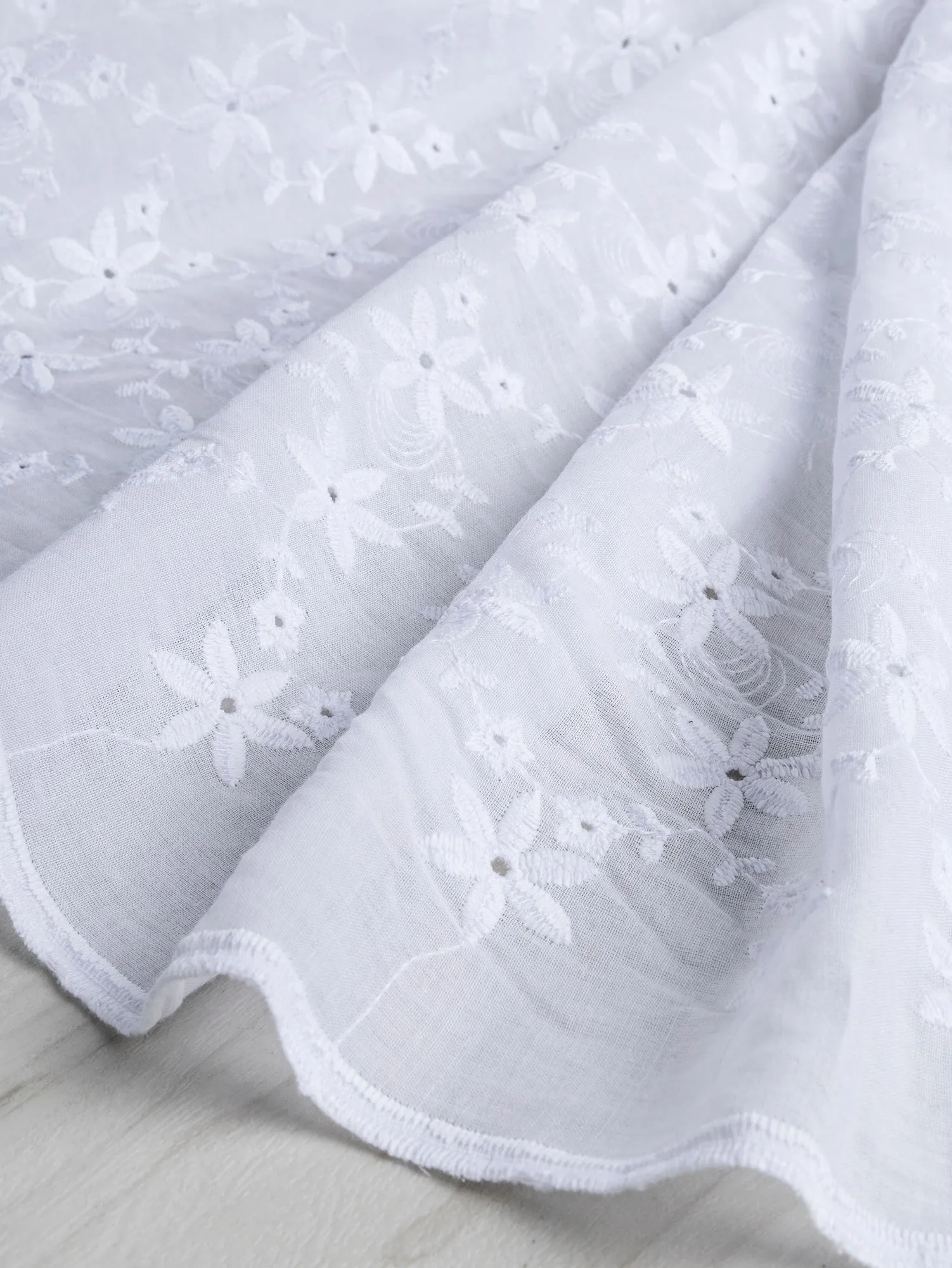 Small Flower Cotton Eyelet Deadstock - White - Swatch
