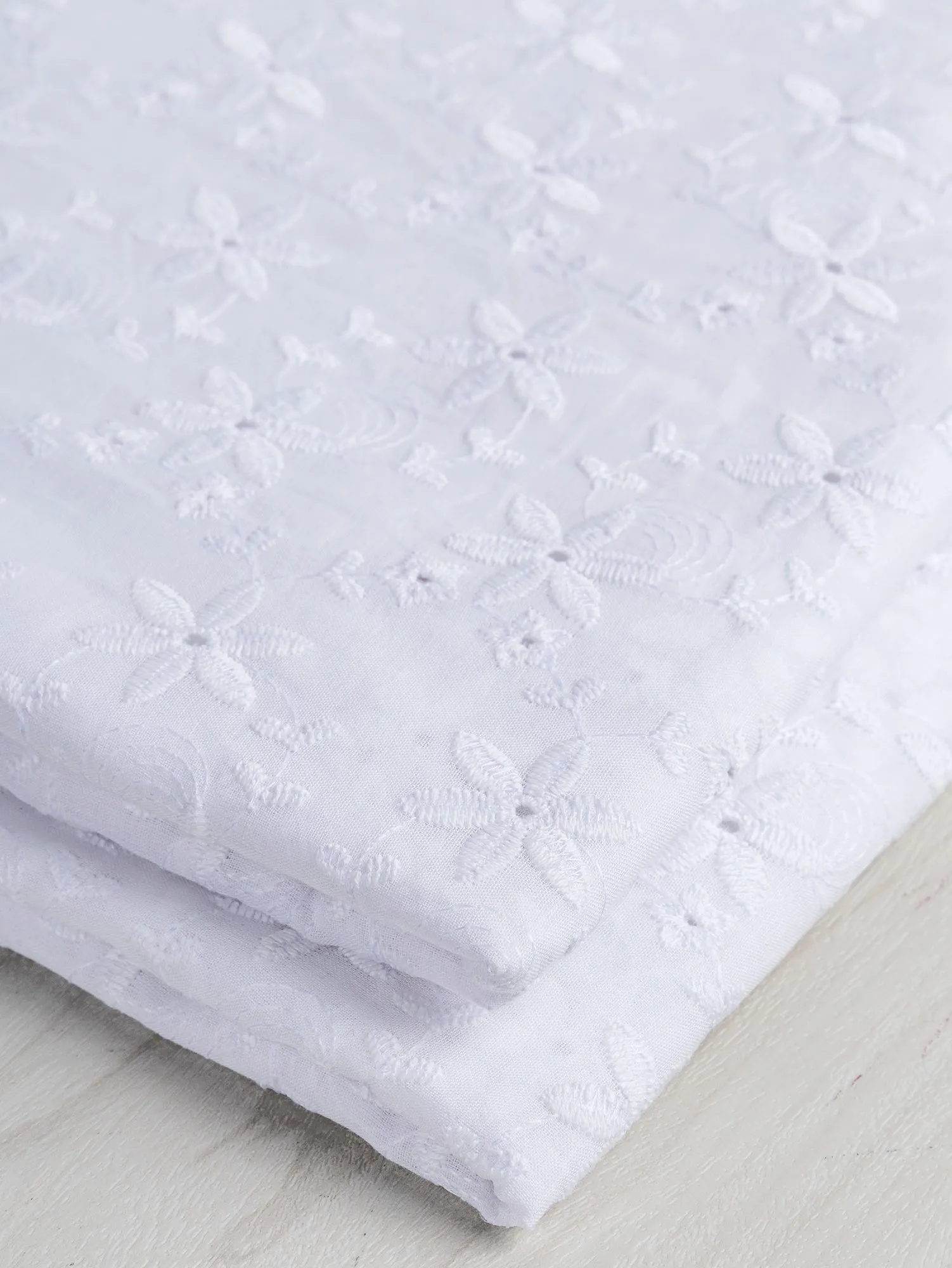 Small Flower Cotton Eyelet Deadstock - White - Swatch