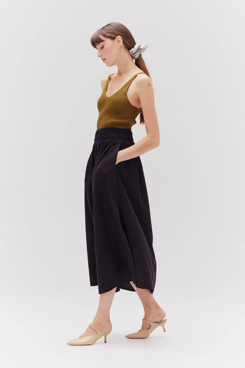 Smocked Waist Midi Skirt