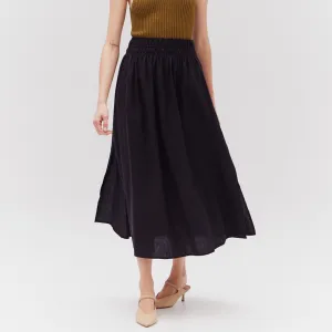 Smocked Waist Midi Skirt