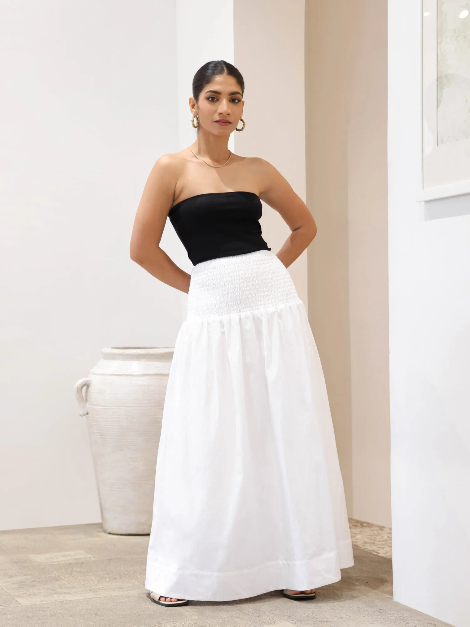 Smocking Maxi Skirt