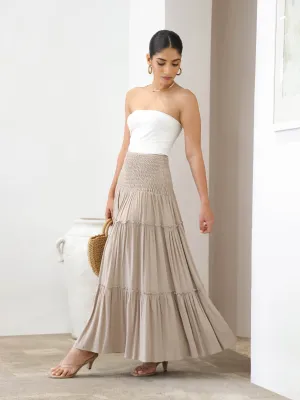 Smocking Tiered Maxi Skirt