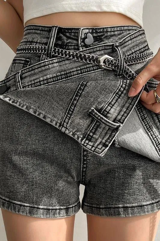 Smokey gray jeans irregular skirt