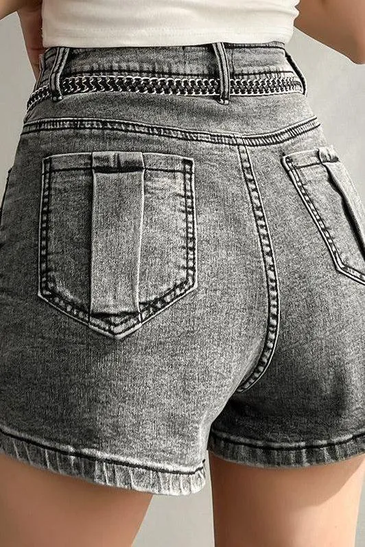 Smokey gray jeans irregular skirt