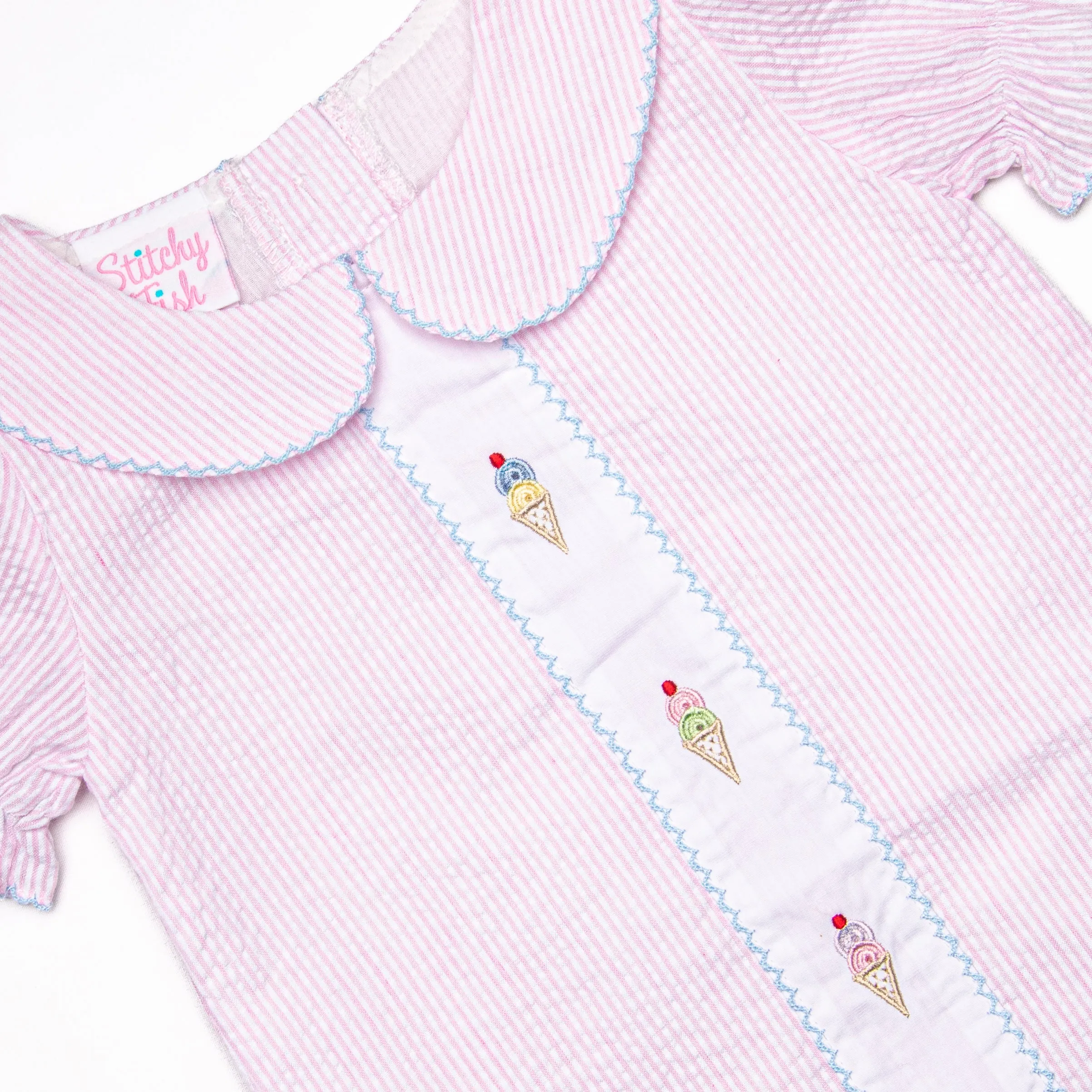 Soft Serve Swirls Embroidered Short Set, Pink