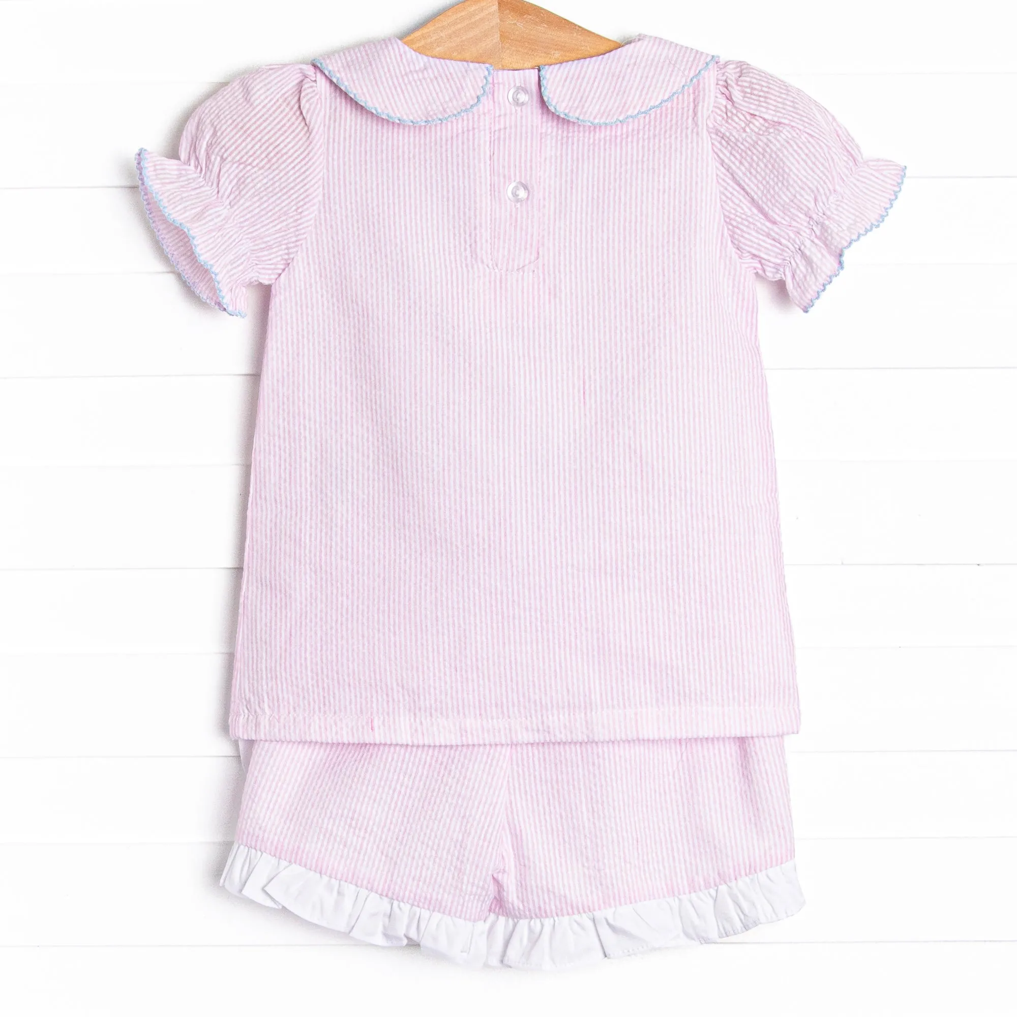 Soft Serve Swirls Embroidered Short Set, Pink