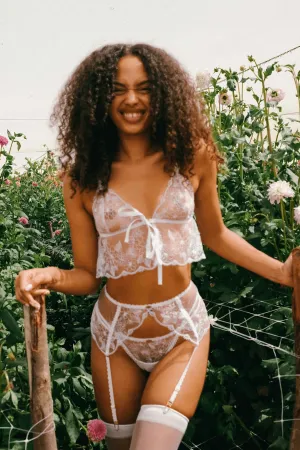 Sophie Longline Garter Belt - White