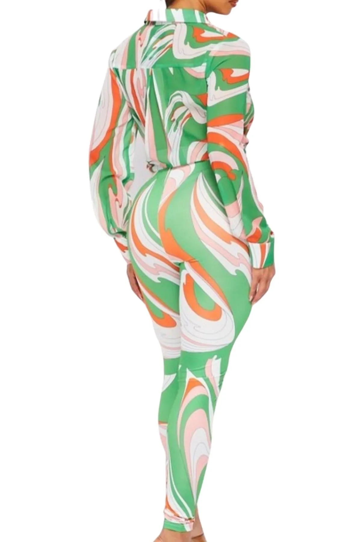Spiral Colored 2-Piece Pants Set