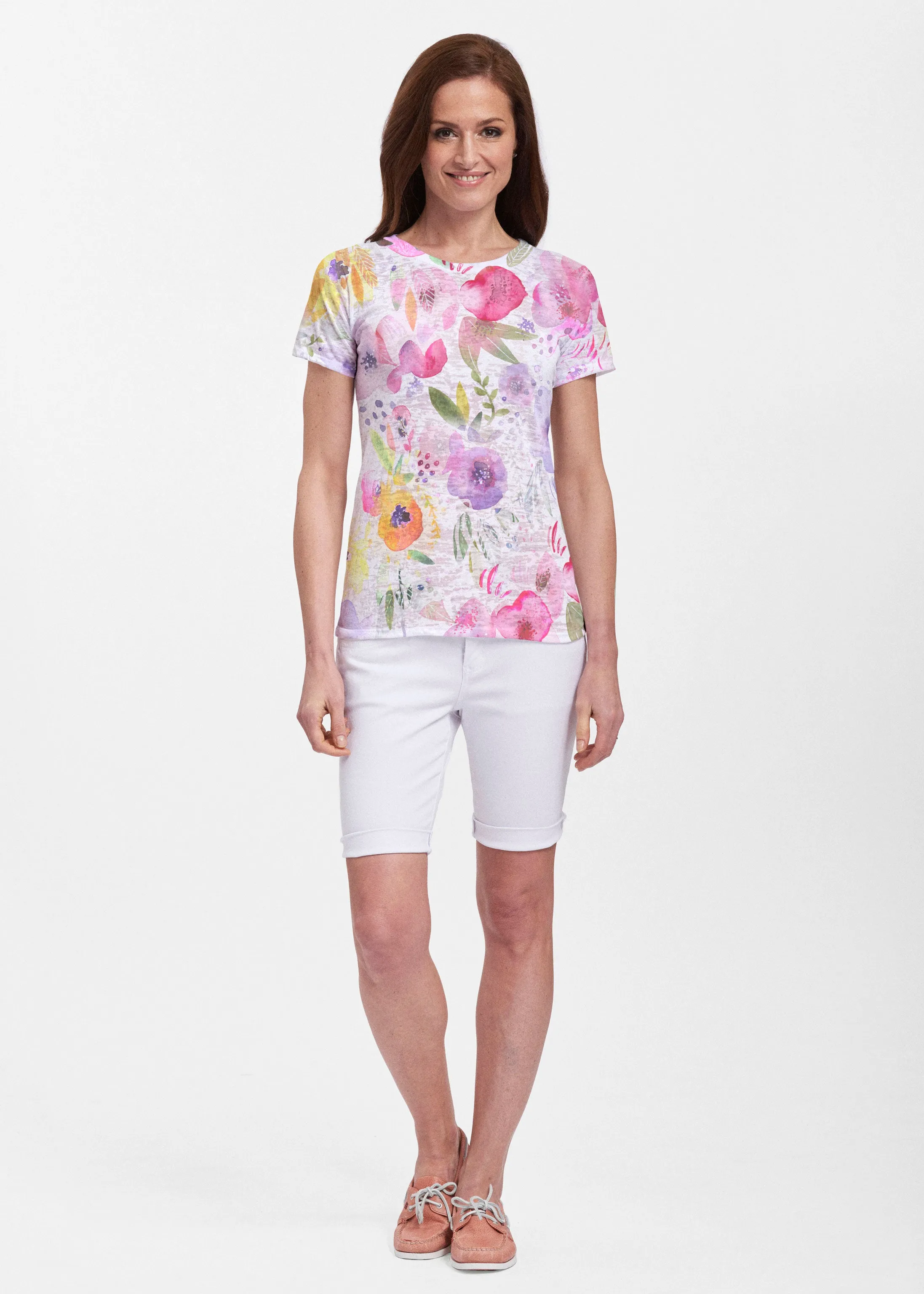 Spring Crush Pink (16061) ~ Sheer Short Sleeve Crew Shirt