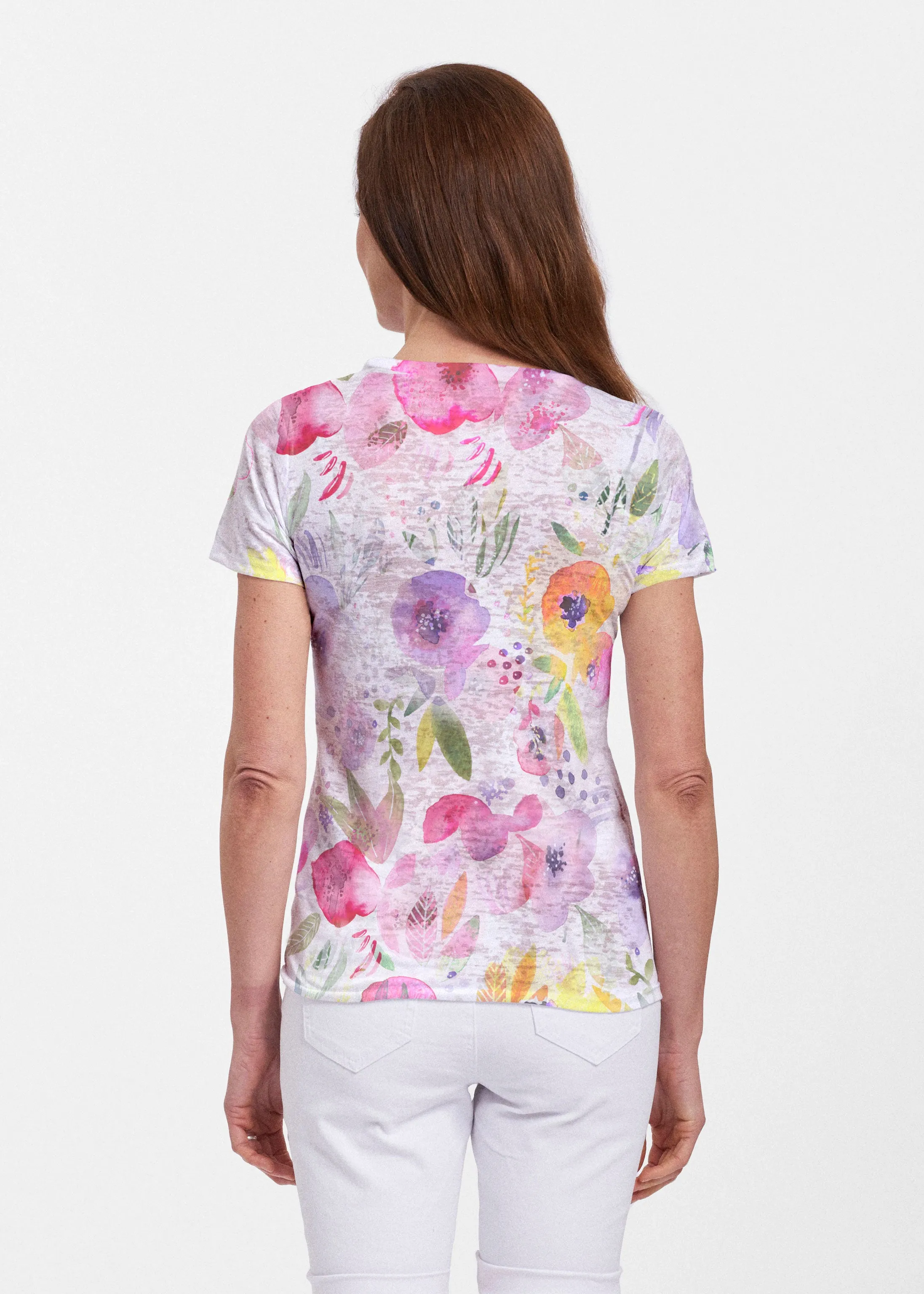 Spring Crush Pink (16061) ~ Sheer Short Sleeve Crew Shirt