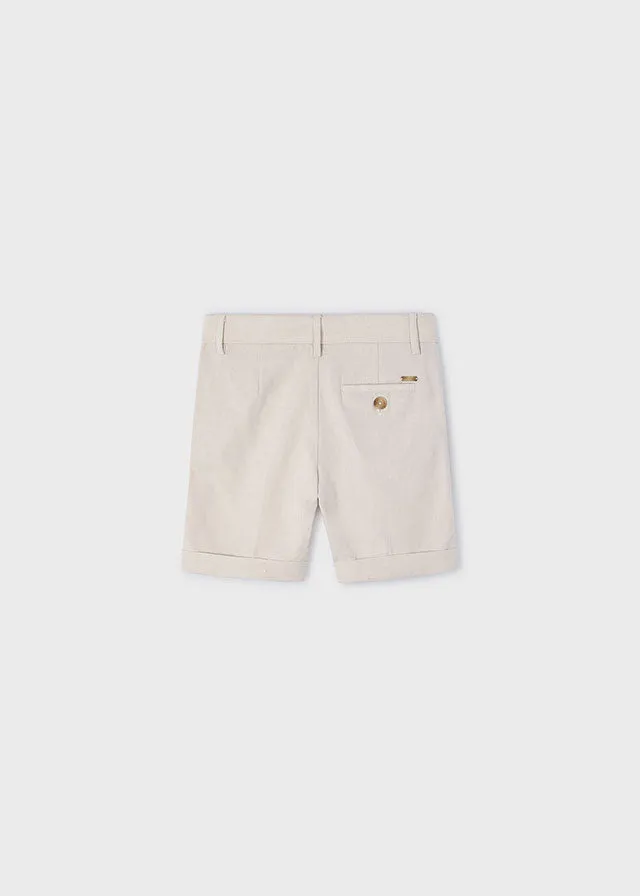 SS24 Mayoral Boys Camel Linen Shorts 3267