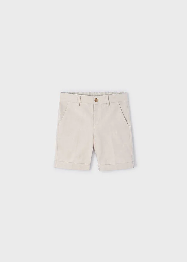 SS24 Mayoral Boys Camel Linen Shorts 3267