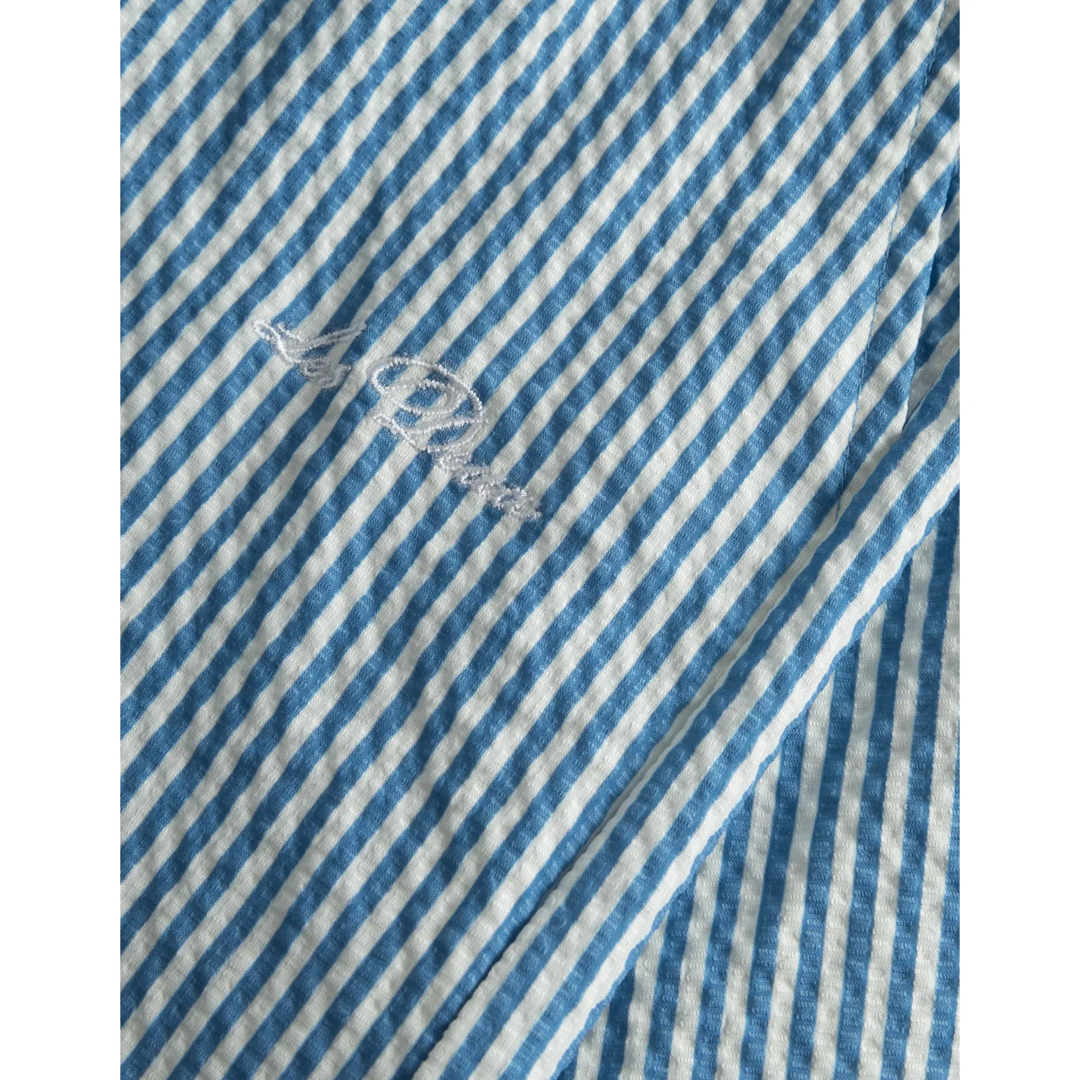 Stan Stripe Seersucker Swim Shorts, Washed Denim Blue/Light Ivory