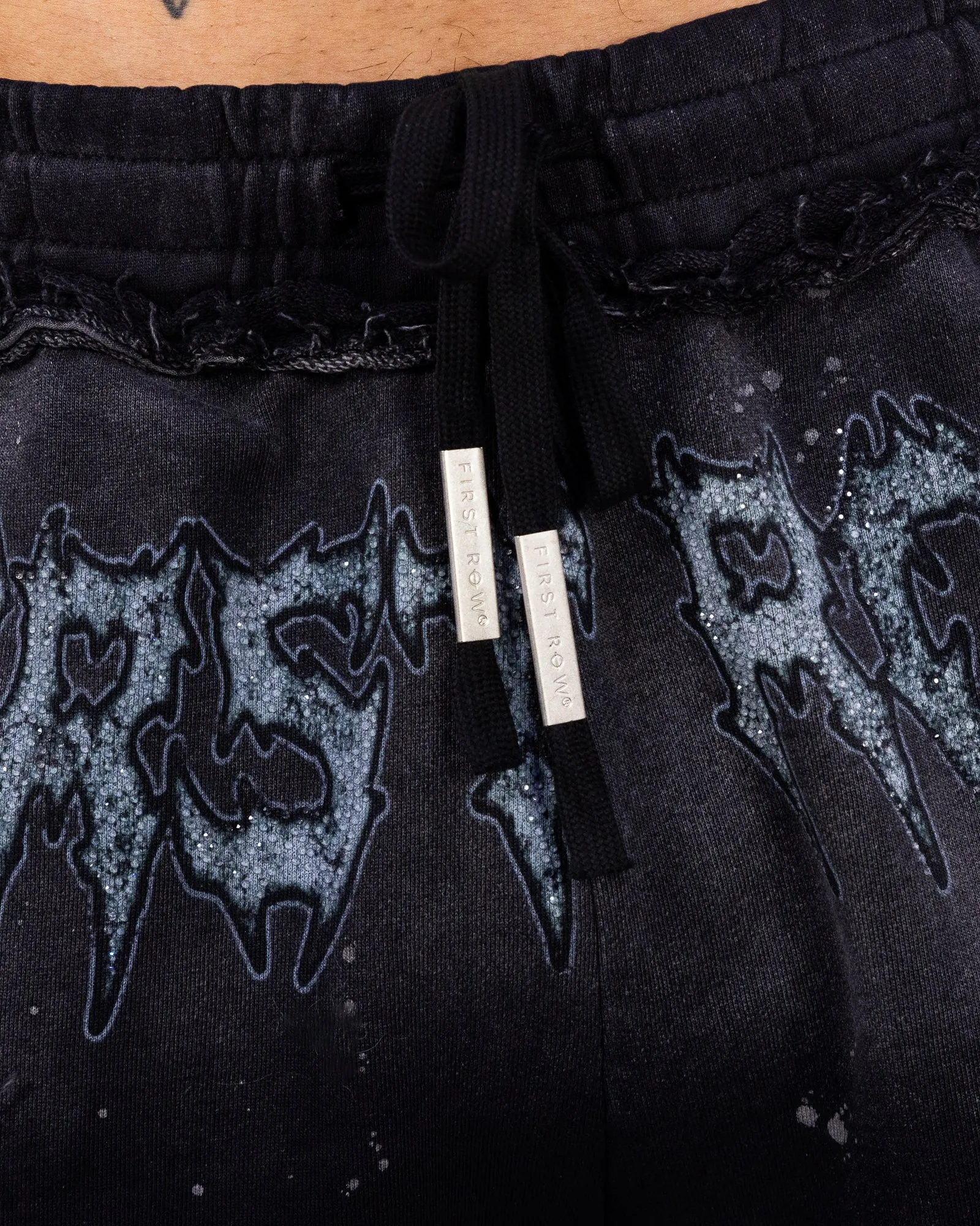 Stay Curious Graphic Black Washed Shorts