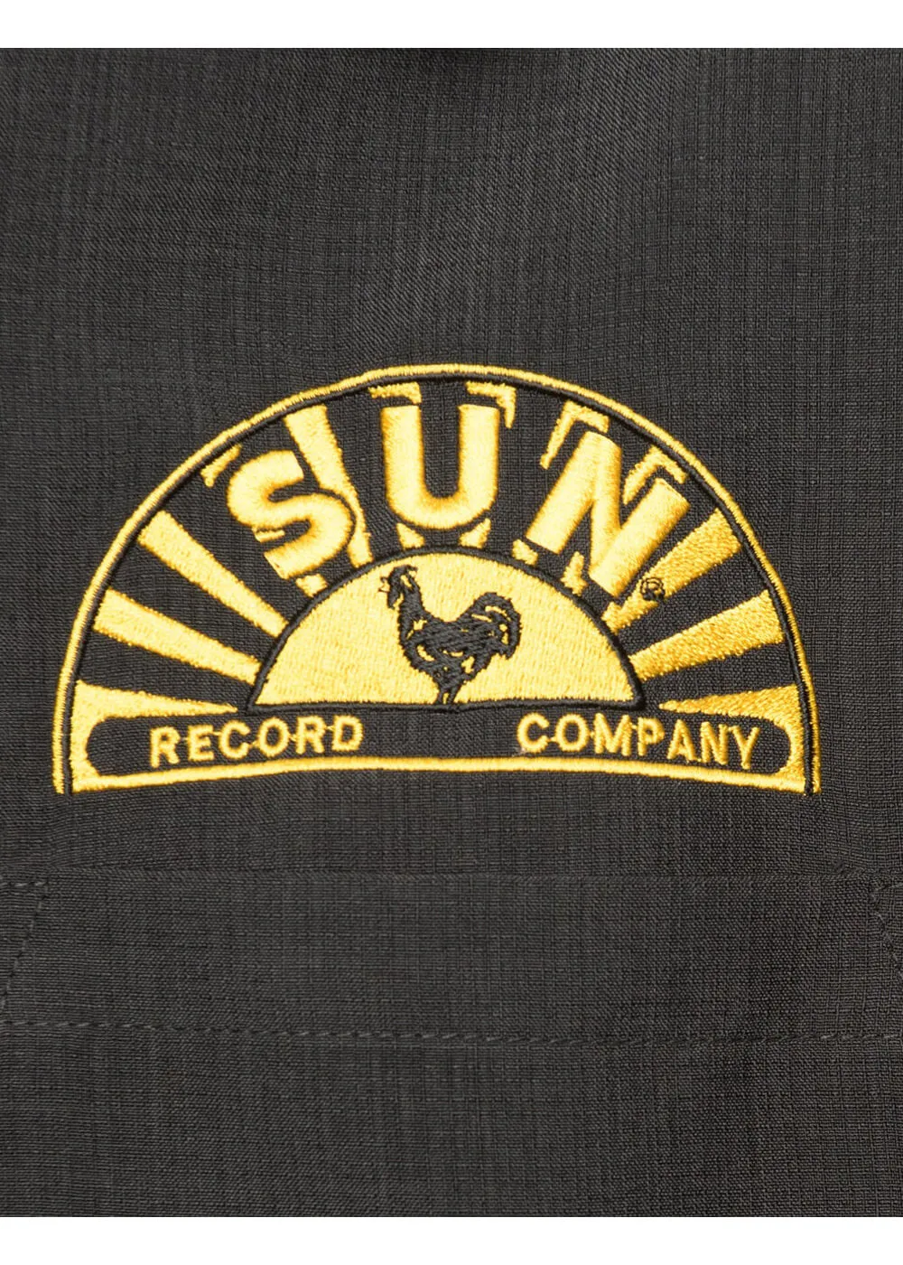 Steady Clothing Mens Sun Record Music Notes Bowling Shirt Black