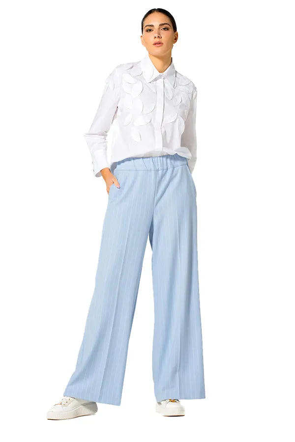 STITCHED LEAVES WHITE OVERSIZED SHIRT