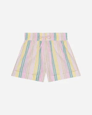 Stripe Cotton Elasticated Shorts - Multicolour