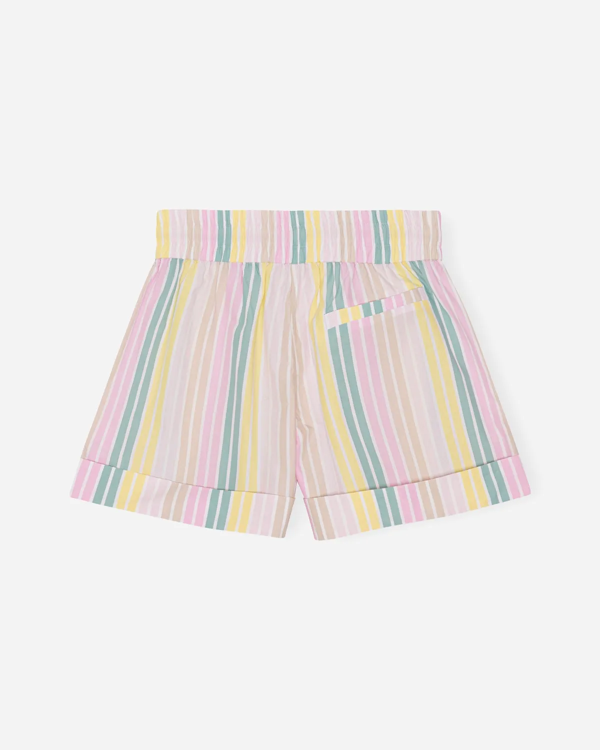 Stripe Cotton Elasticated Shorts - Multicolour