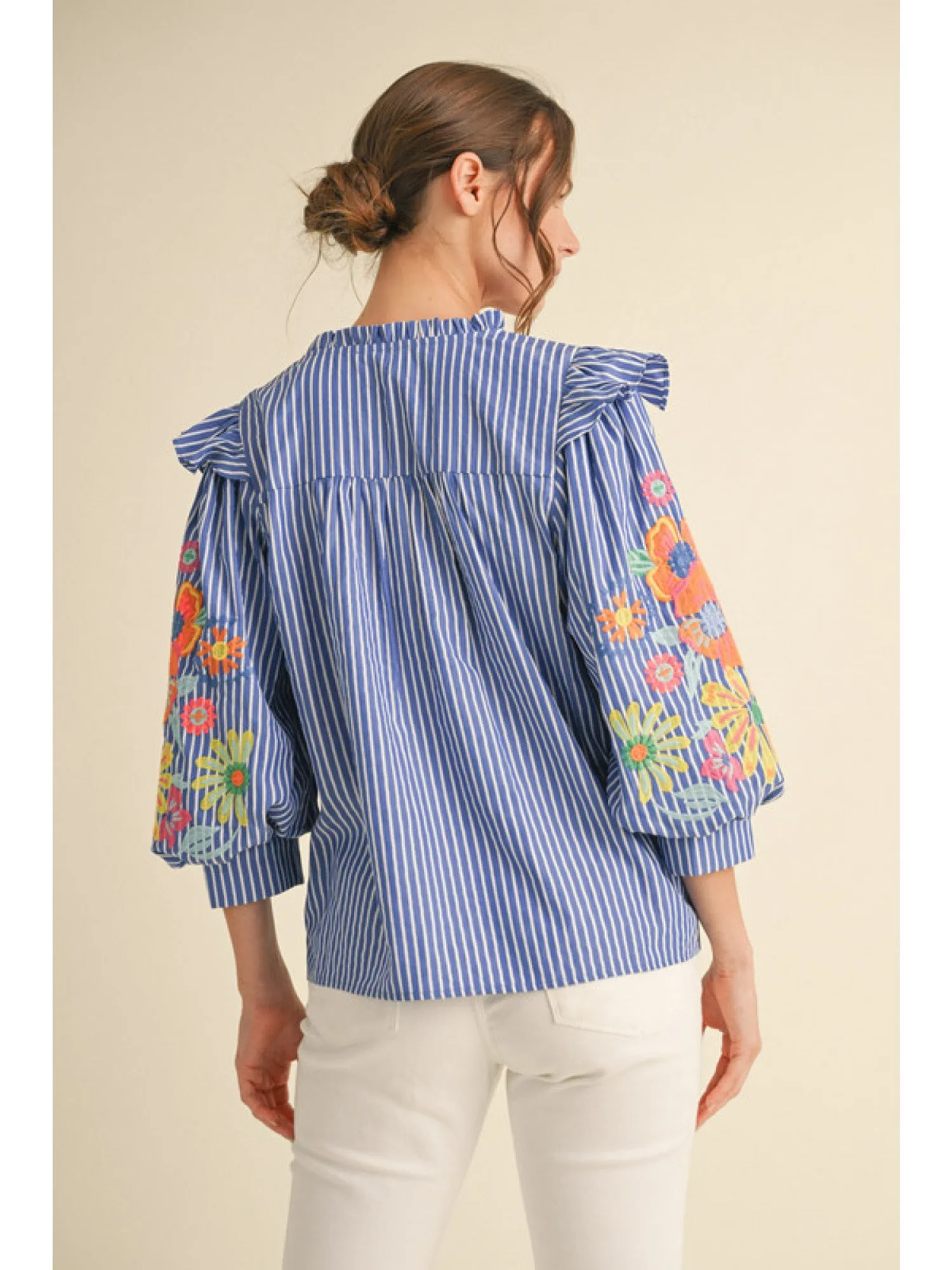 Striped & Floral Denim Blouse
