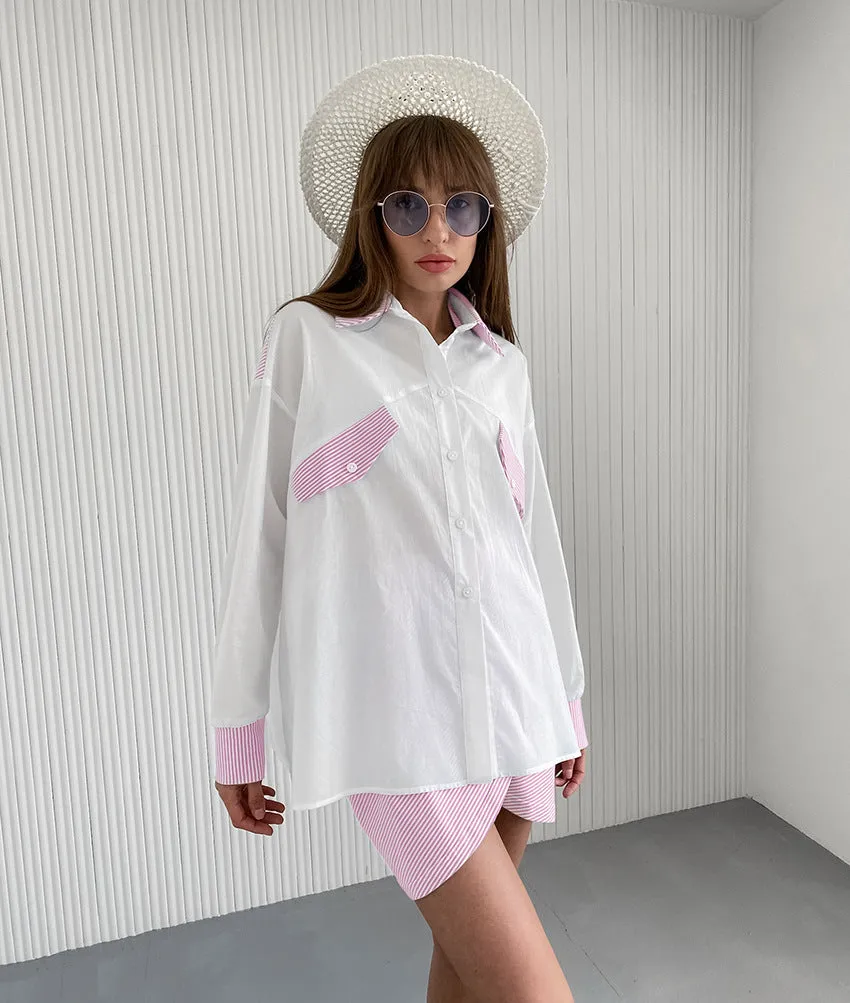 Striped Patchwork Long Sleeve Blouse