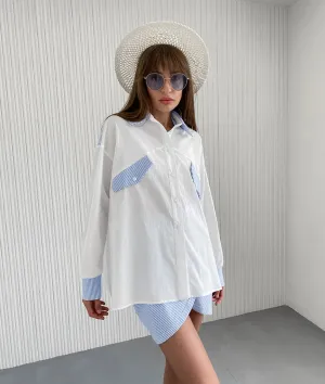 Striped Patchwork Long Sleeve Blouse