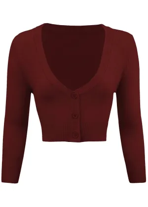Succubus Clothing Retro Short 50's Cardigan Burgundy