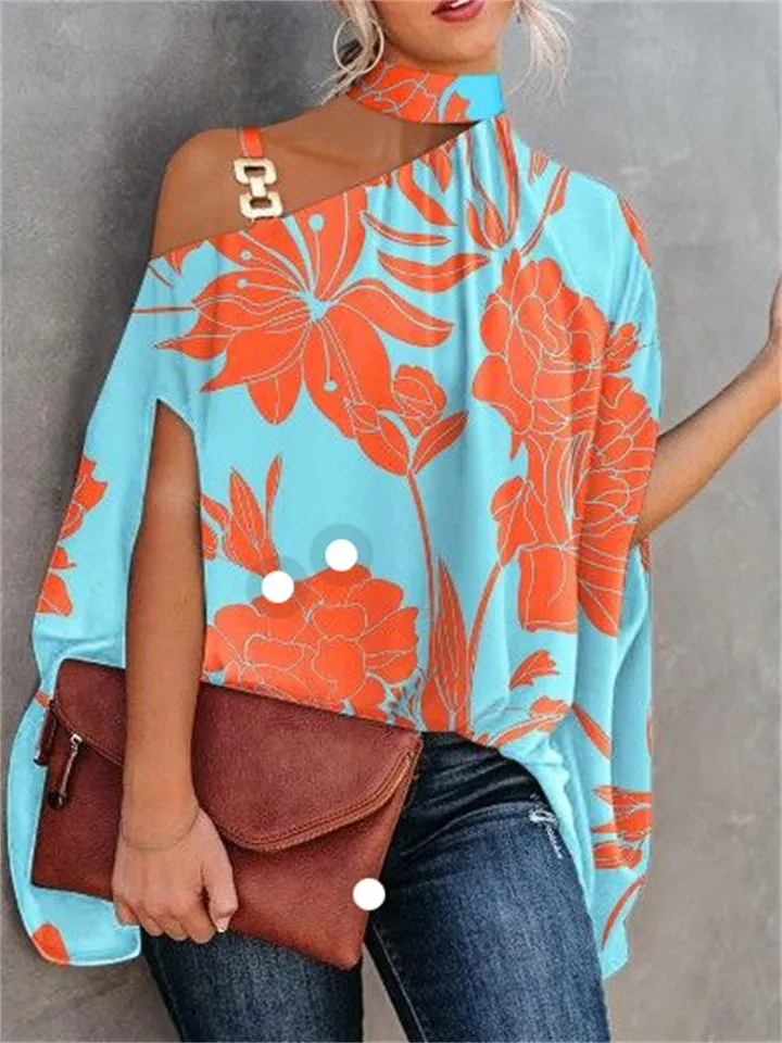 Summer Fashion Short Sleeve Printed Blouses