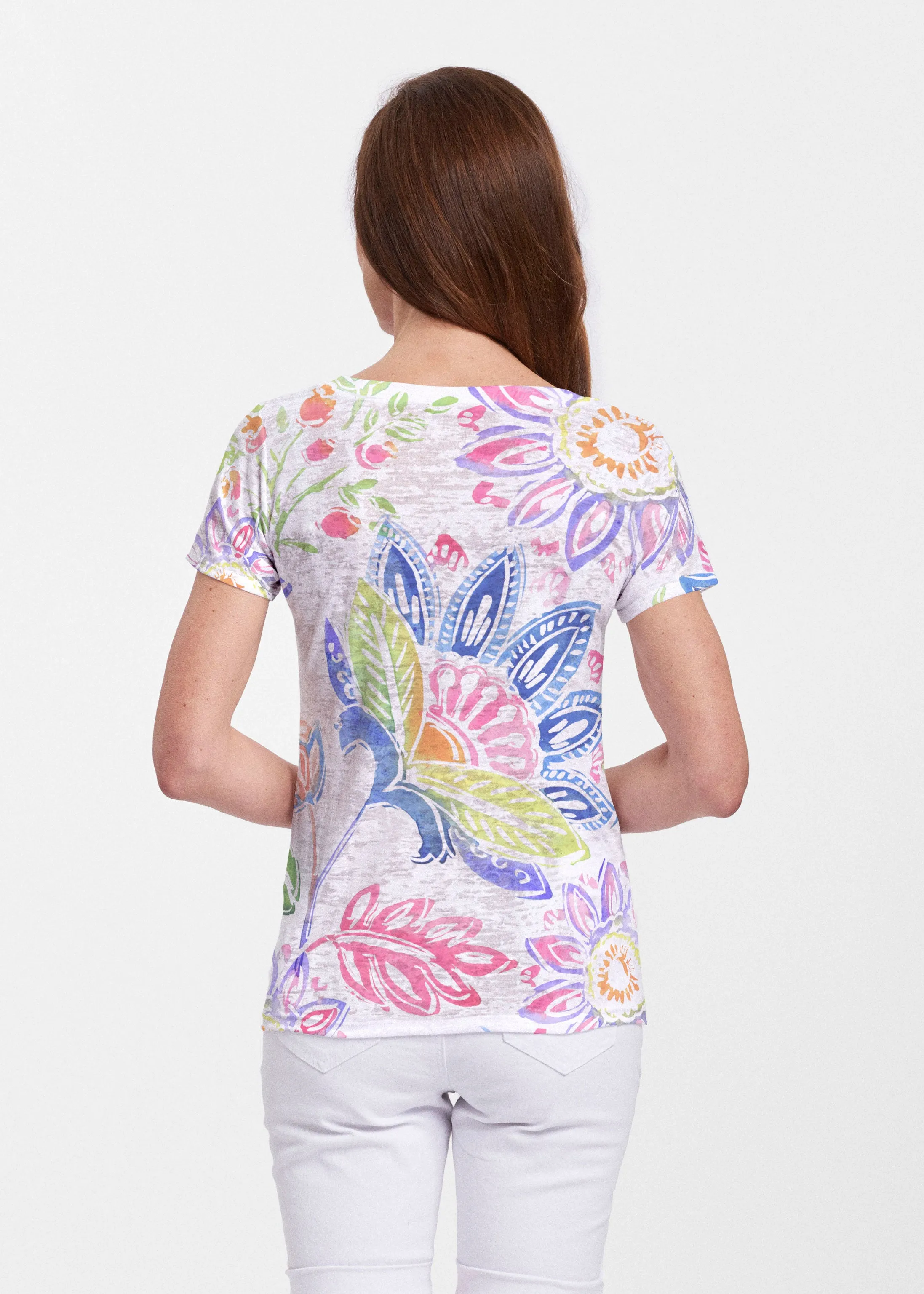 Summertime (13421) ~ Sheer Short Sleeve V-Neck Shirt