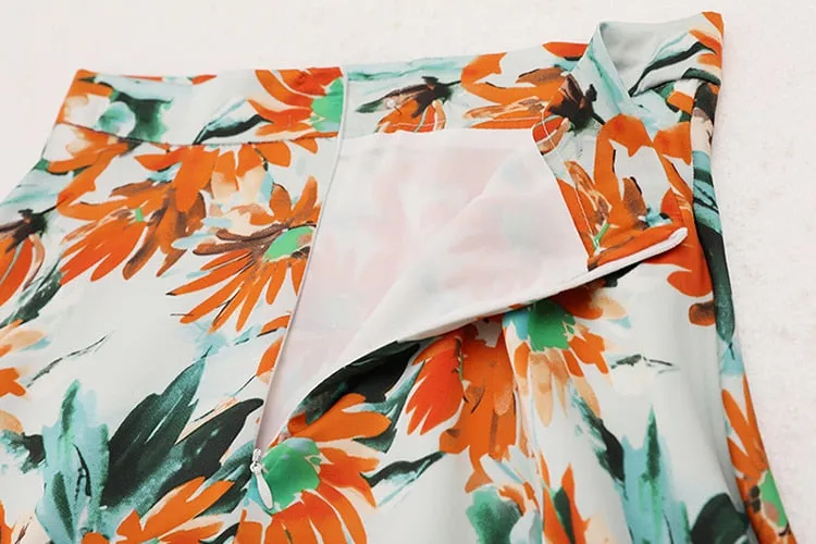 Sunflower Prints Maxi Flare Skirts