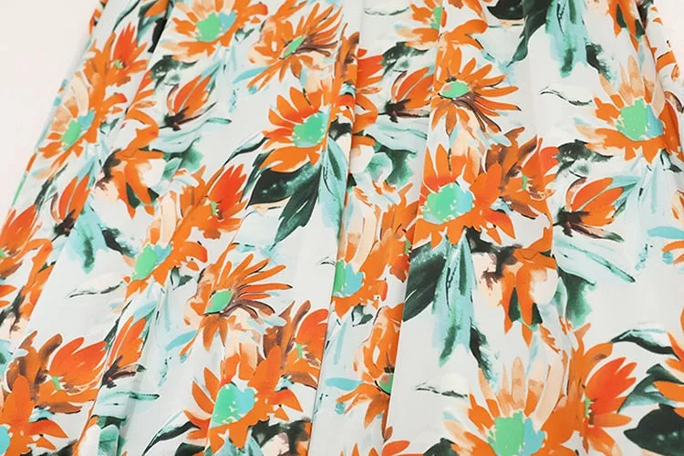 Sunflower Prints Maxi Flare Skirts