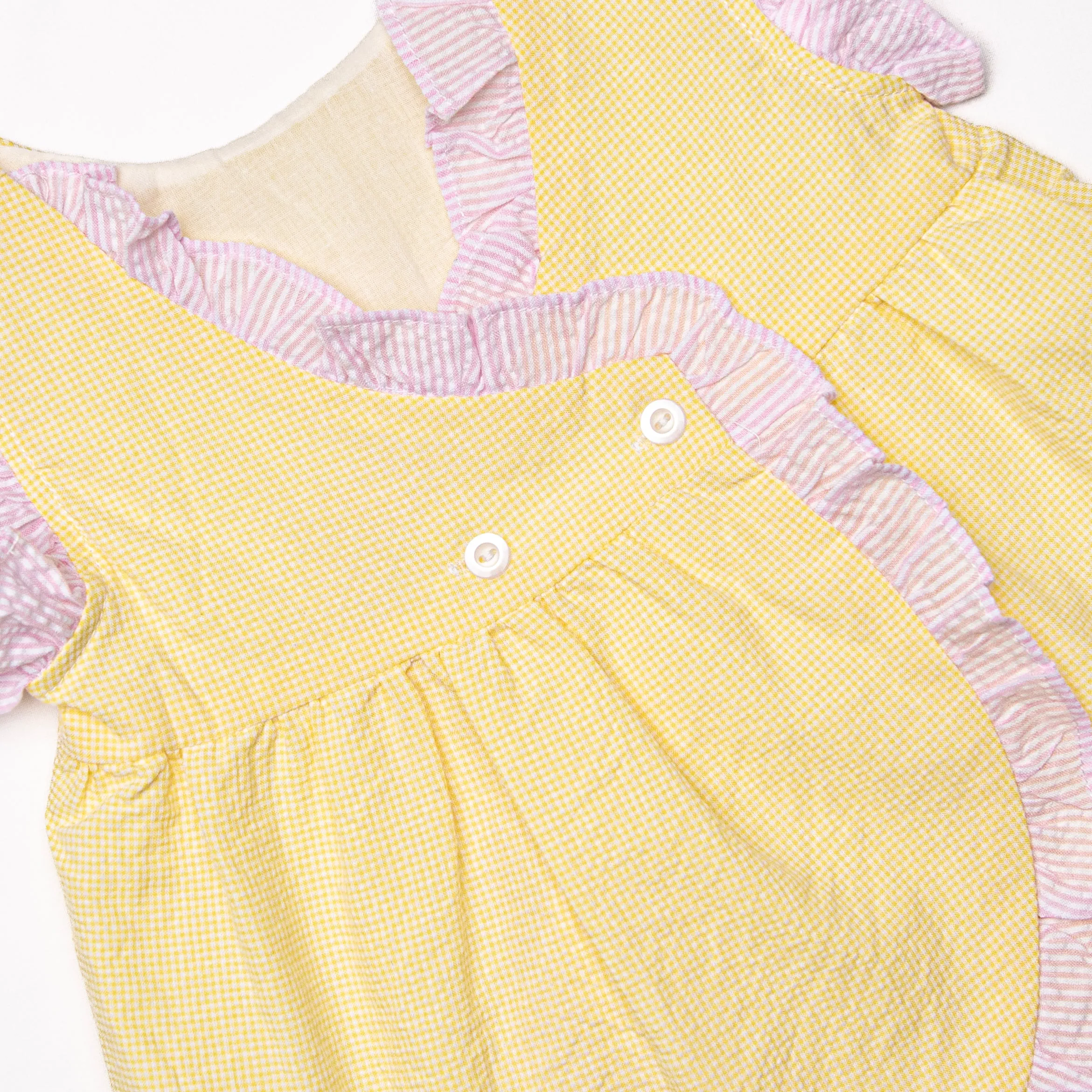 Sunshine Stripes Ruffle Short Set, Pink