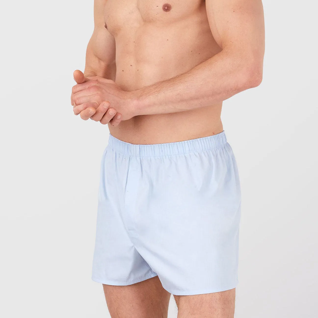 Sunspel Cotton Poplin Boxer Short Plain Blue