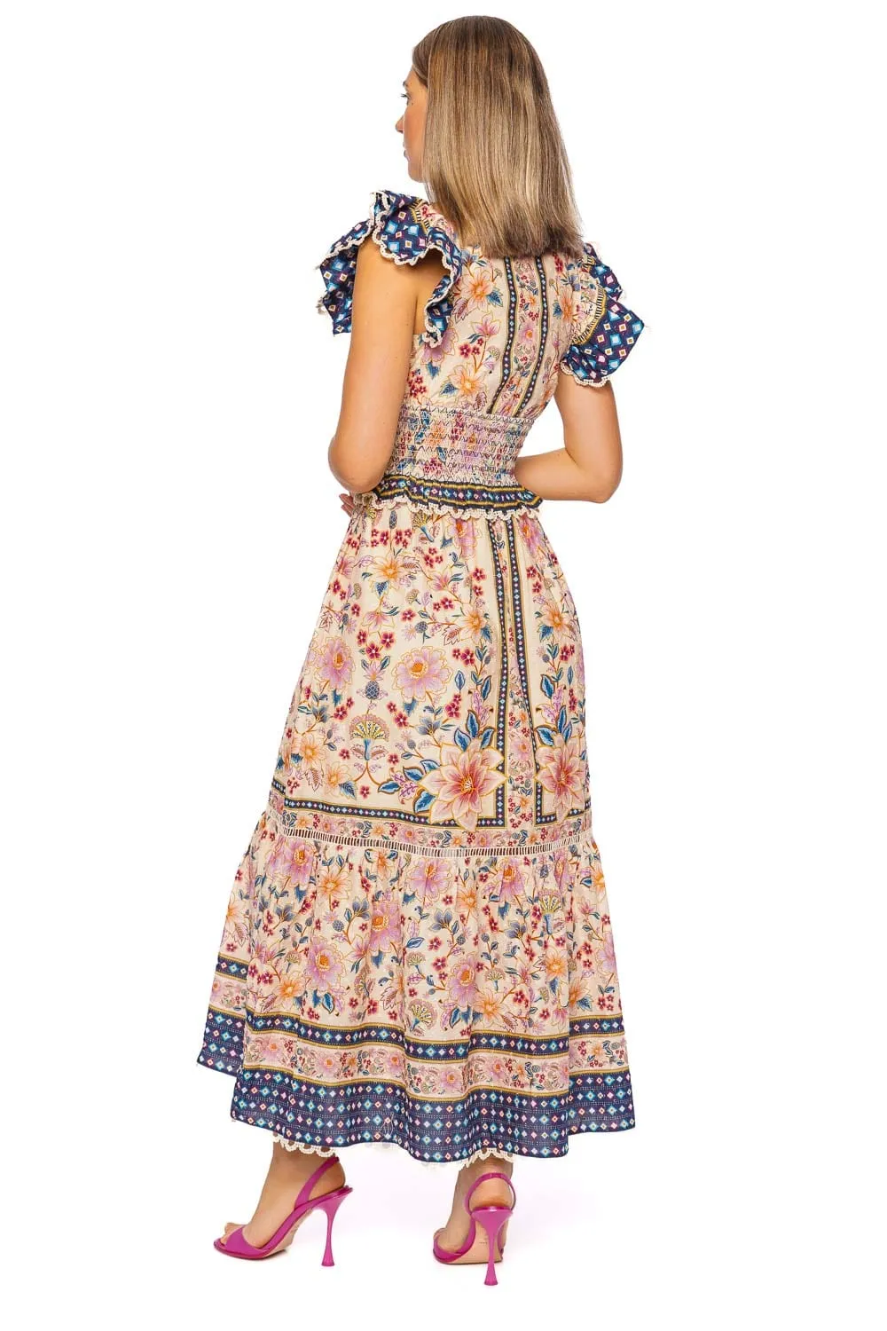 Superbloom Tapestry Ruffled Maxi Dress
