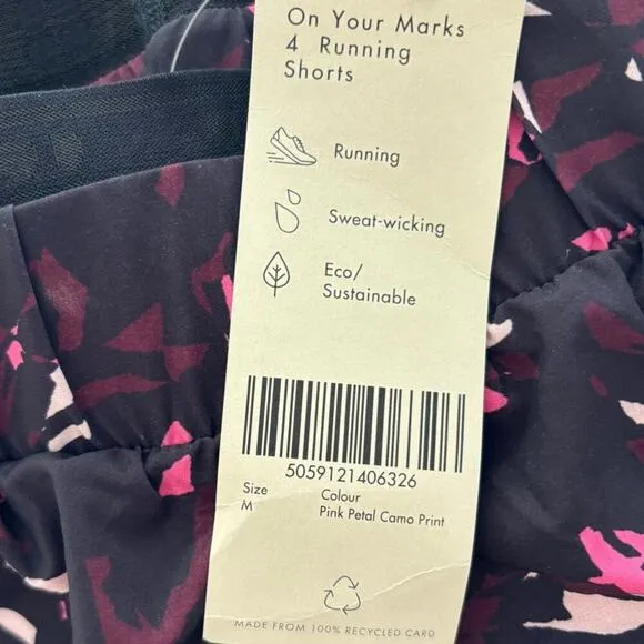 Sweaty Betty On Your Marks Running Shorts Pink Petal Camo Print NWT