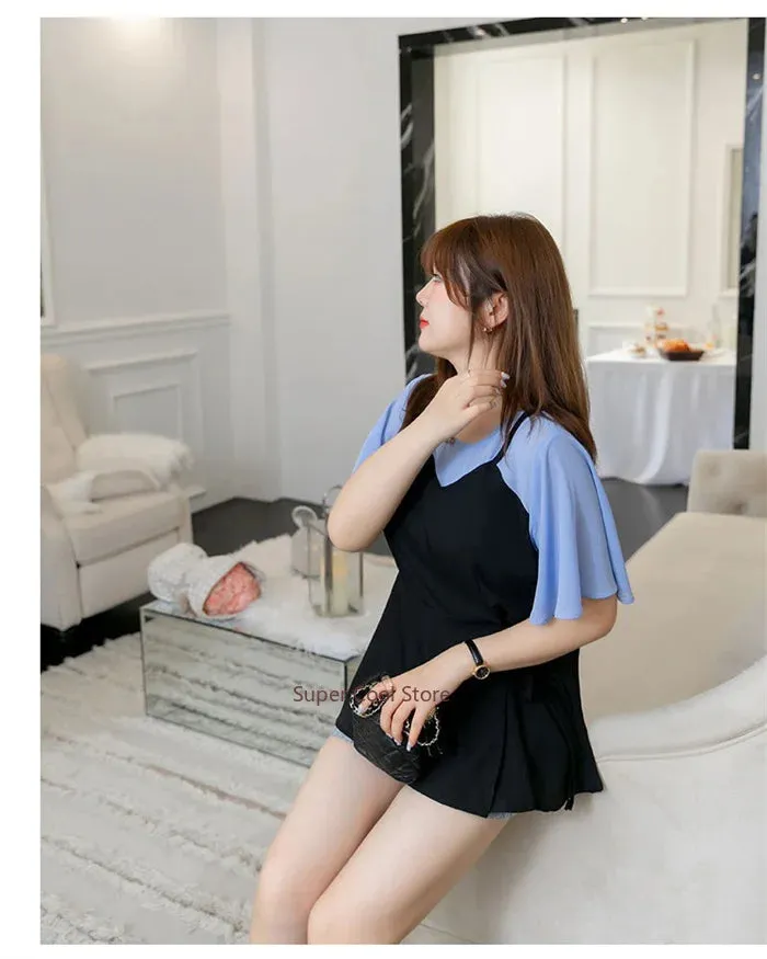 Sweet Chiffon Ruffled Sleeve Bouse