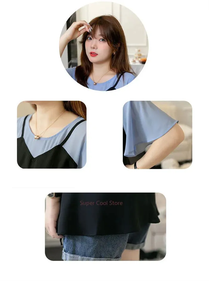 Sweet Chiffon Ruffled Sleeve Bouse