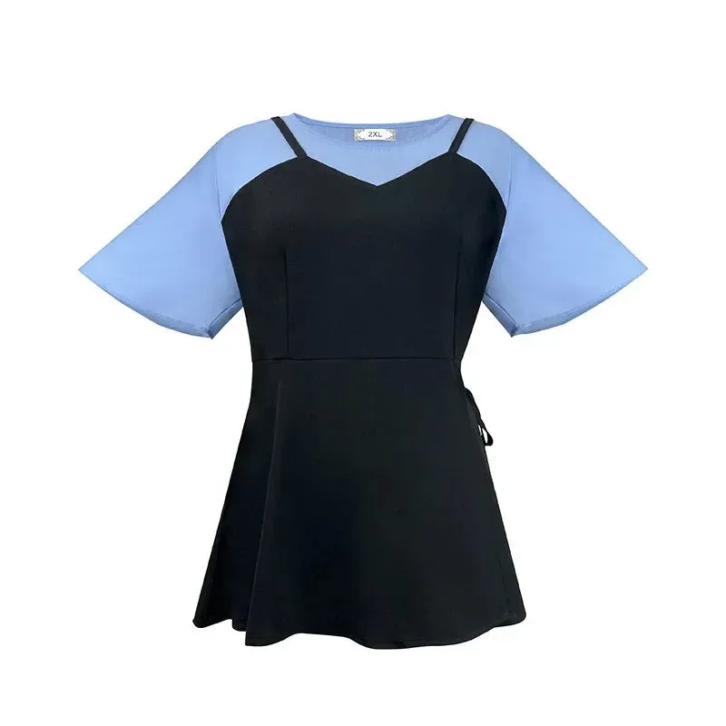 Sweet Chiffon Ruffled Sleeve Bouse