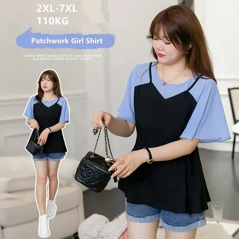 Sweet Chiffon Ruffled Sleeve Bouse