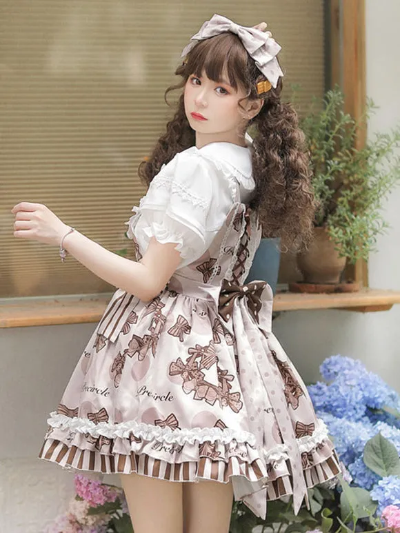Sweet Lolita Blouses White Lolita Top Short Sleeves Ruffles Bows Bow Lolita Shirt