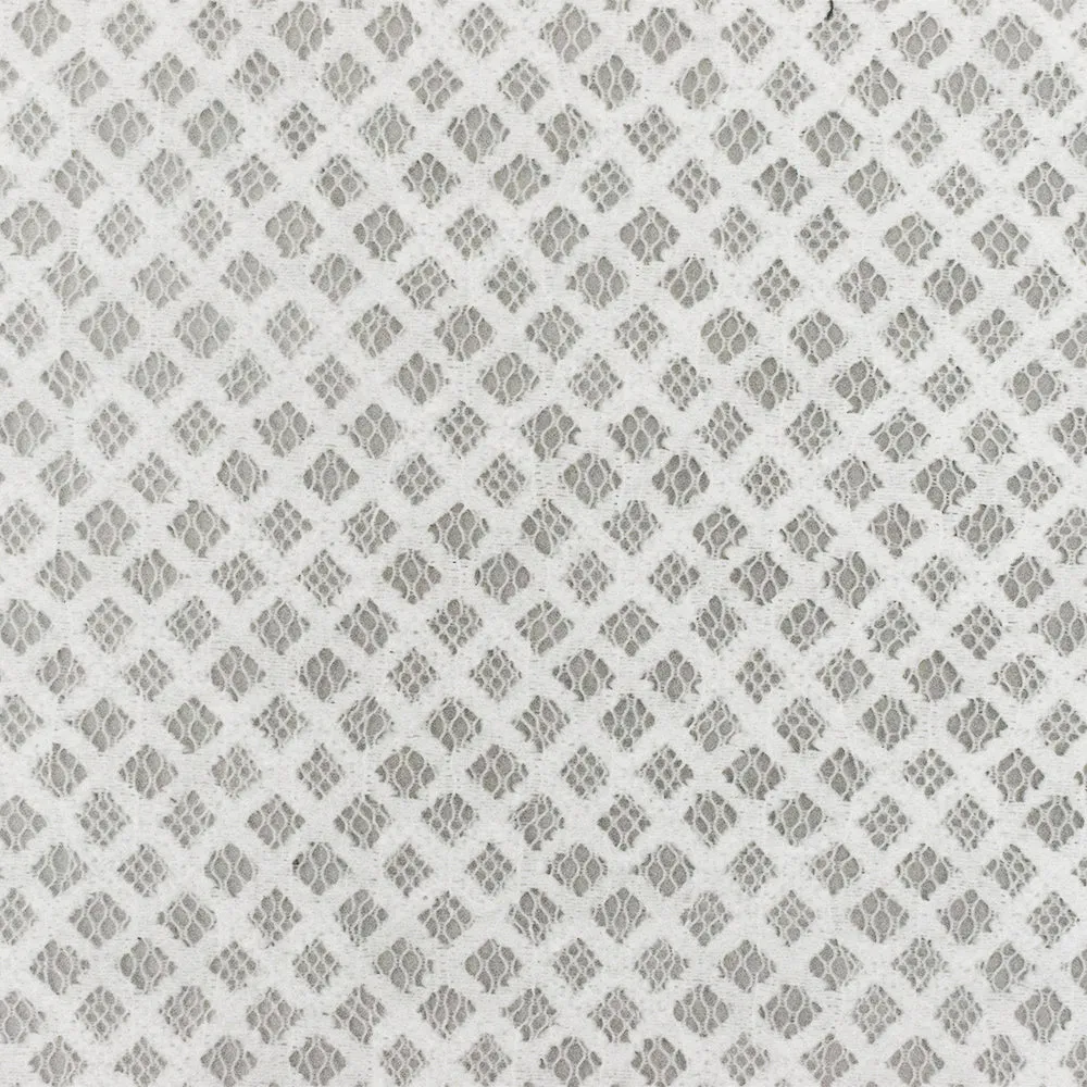 Sweet White Diamond Poly Cotton Lace Knit Fabric