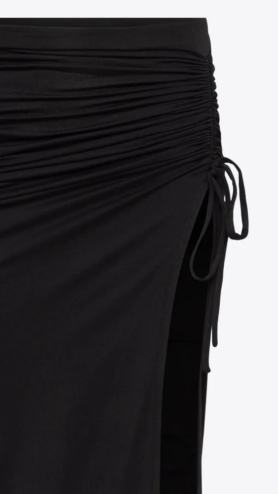 Swim Side Gathered Skirt - Black