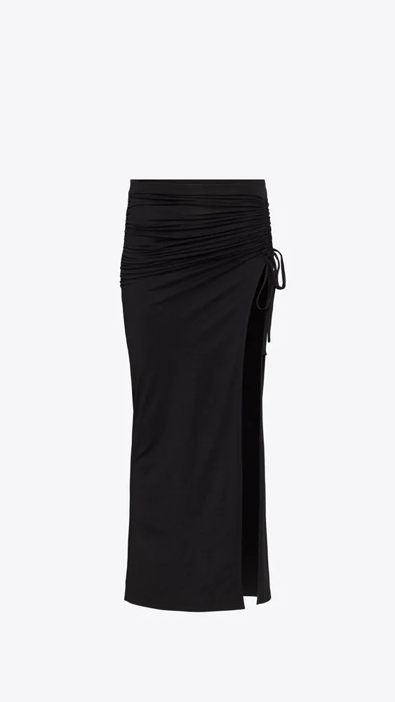 Swim Side Gathered Skirt - Black