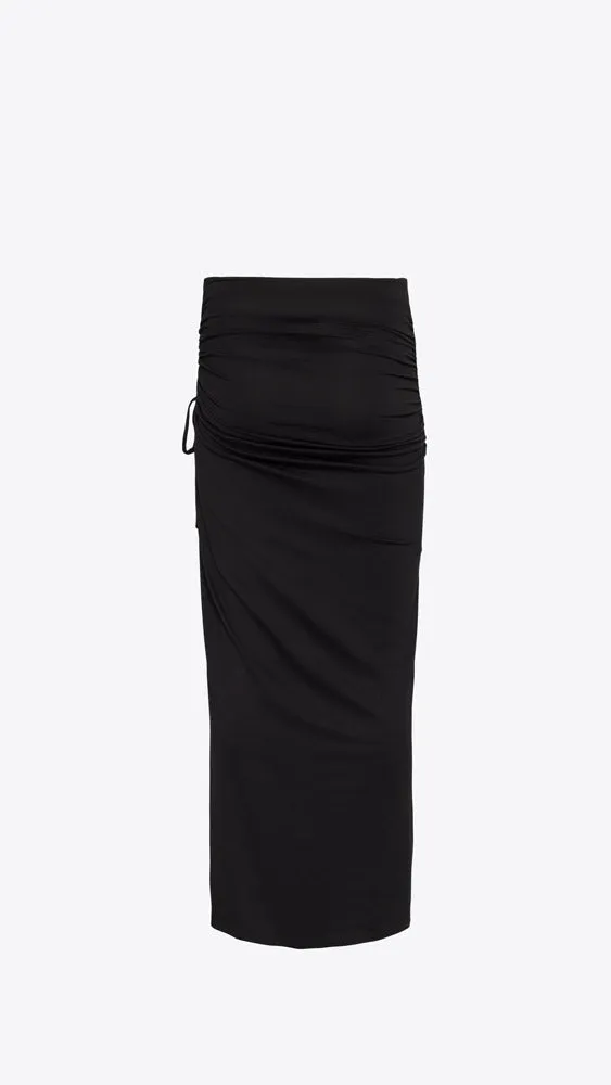 Swim Side Gathered Skirt - Black