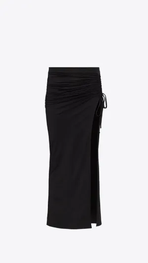 Swim Side Gathered Skirt - Black