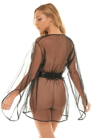 Sydney Sheer Shortie Robe - Black