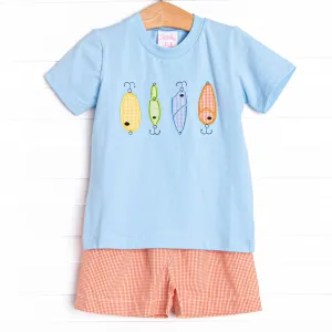 Tackle Box Treasures Applique Short Set, Blue