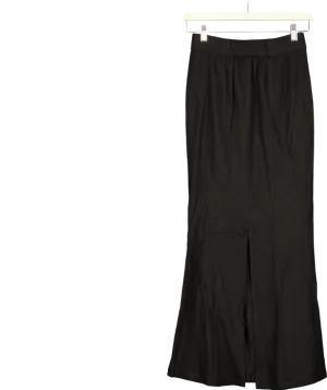 t/ala Black Milos Linen Blend V Waist Maxi Skirt UK XXS