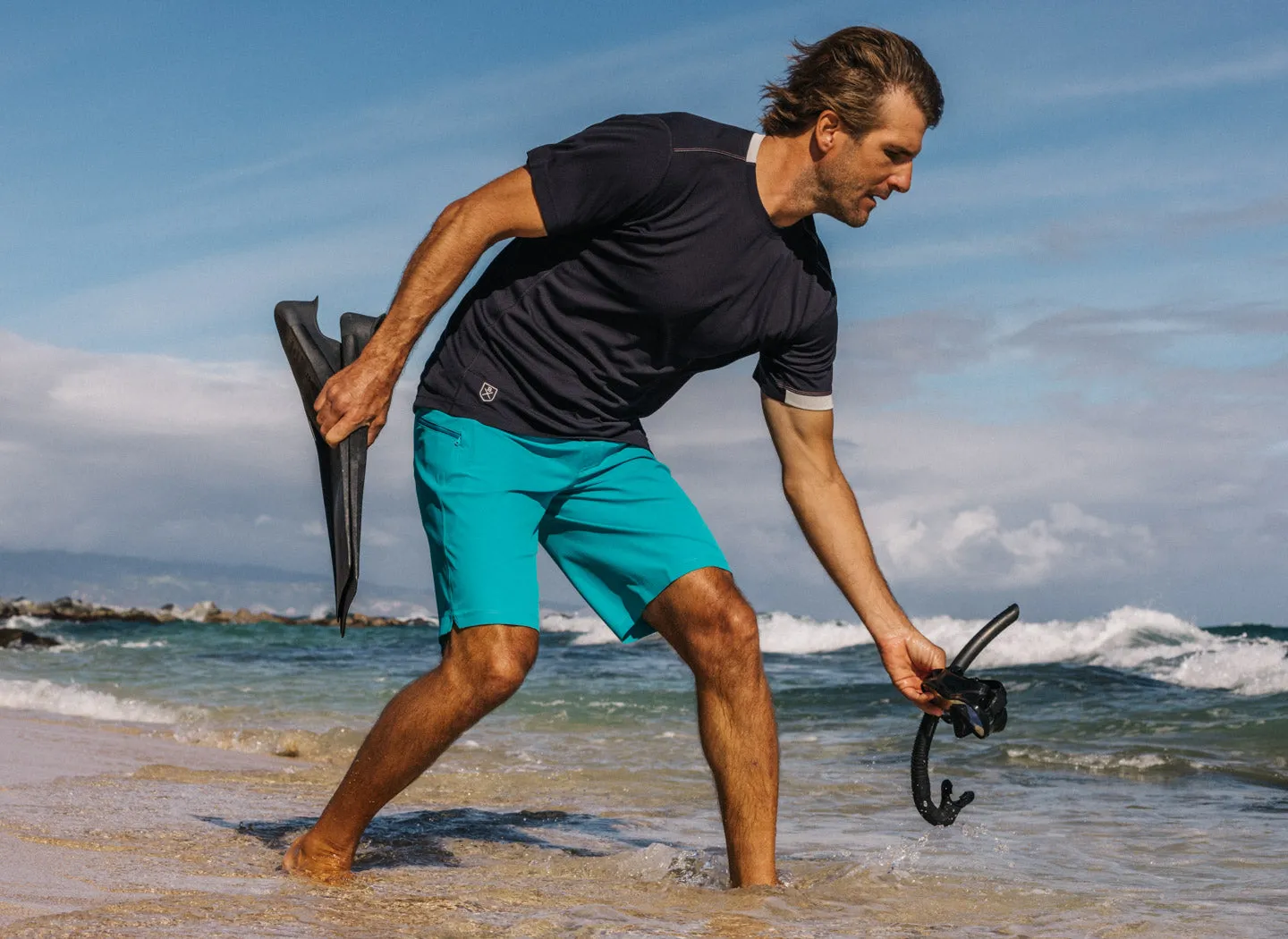The Spartan Board Shorts -  11" Inseam - Makena Blue   Almost Black